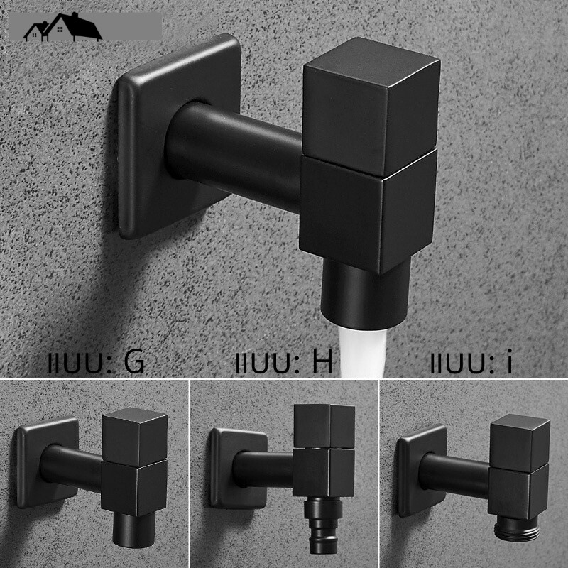 [FD-01] ก๊อกสนาม ก๊อกเสียบสายยาง ก๊อกน้ำซักล้าง เกลียว4หุน สีดำ Nordic Style