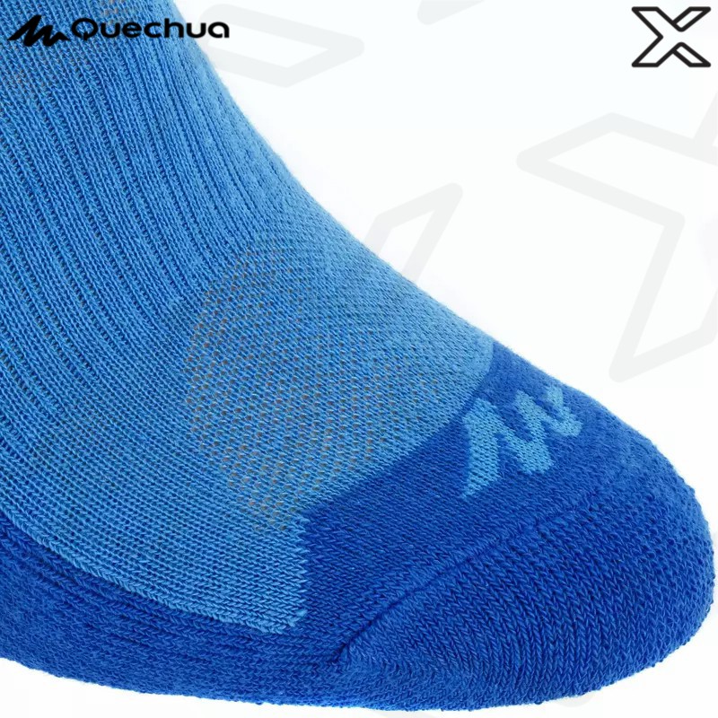 QUECHUA ถุงเท้าหุ้มข้อเด็กสำหรับใส่เดินป่ารุ่น MH100 2 คู่ (สีฟ้า/เทา)