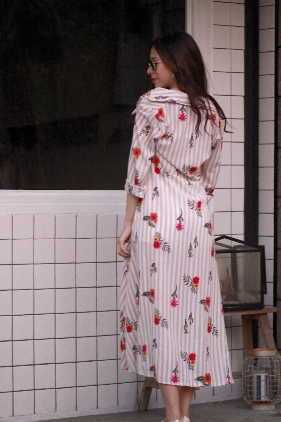 MD0030 เสื้อผ้าแฟชั่นเกาหลี เดรสเกาหลี เดรสยาว เดรสแฟชั่น แม็กซี่เดรส Maxidress ลายดอก Maxi Dress