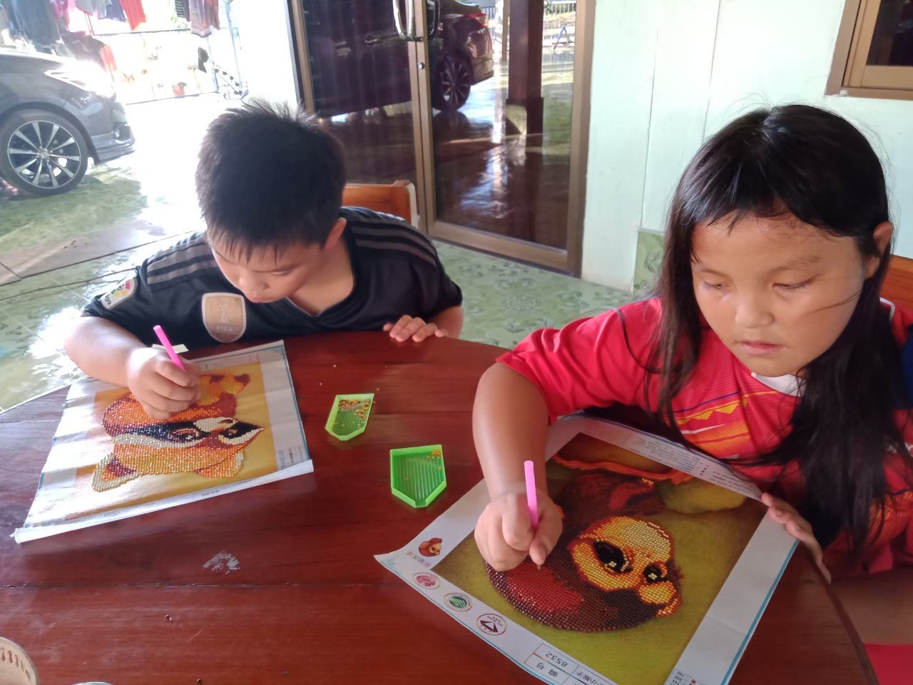 กระต่ายคู่มงคล ครอสติสคริสตัล Diamond painting โมเสก ภาพติดเพชร งานฝีมือทำที่บ้าน DIY