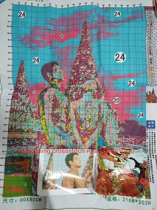 ครอสติส สั่งทํา 60x80ซม รูปPre Wedding ชุดปักครอสติส พิมพ์ลาย ครอสติสจีน งานฝีมือทำที่บ้าน DIY