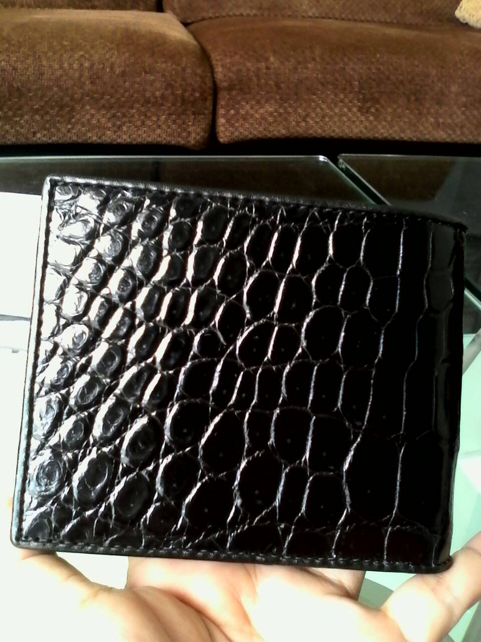 กระเป๋าหนังจระเข้แท้(หนังท้อง) สีดำ