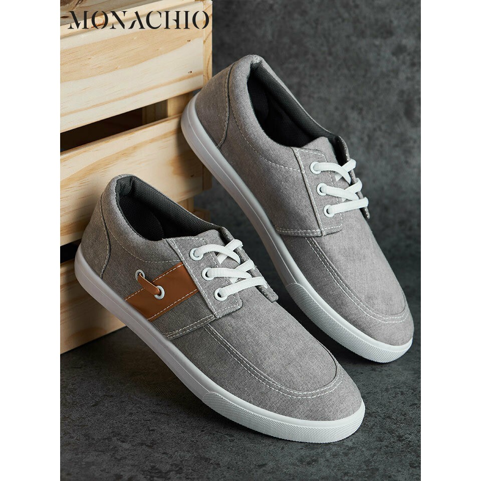 !!สินค้าขายดี!! MONACHIO รองเท้าผ้าใบ รองเท้าแฟชั่น รองเท้าแฟชั่นผู้ชาย Grey Shoe