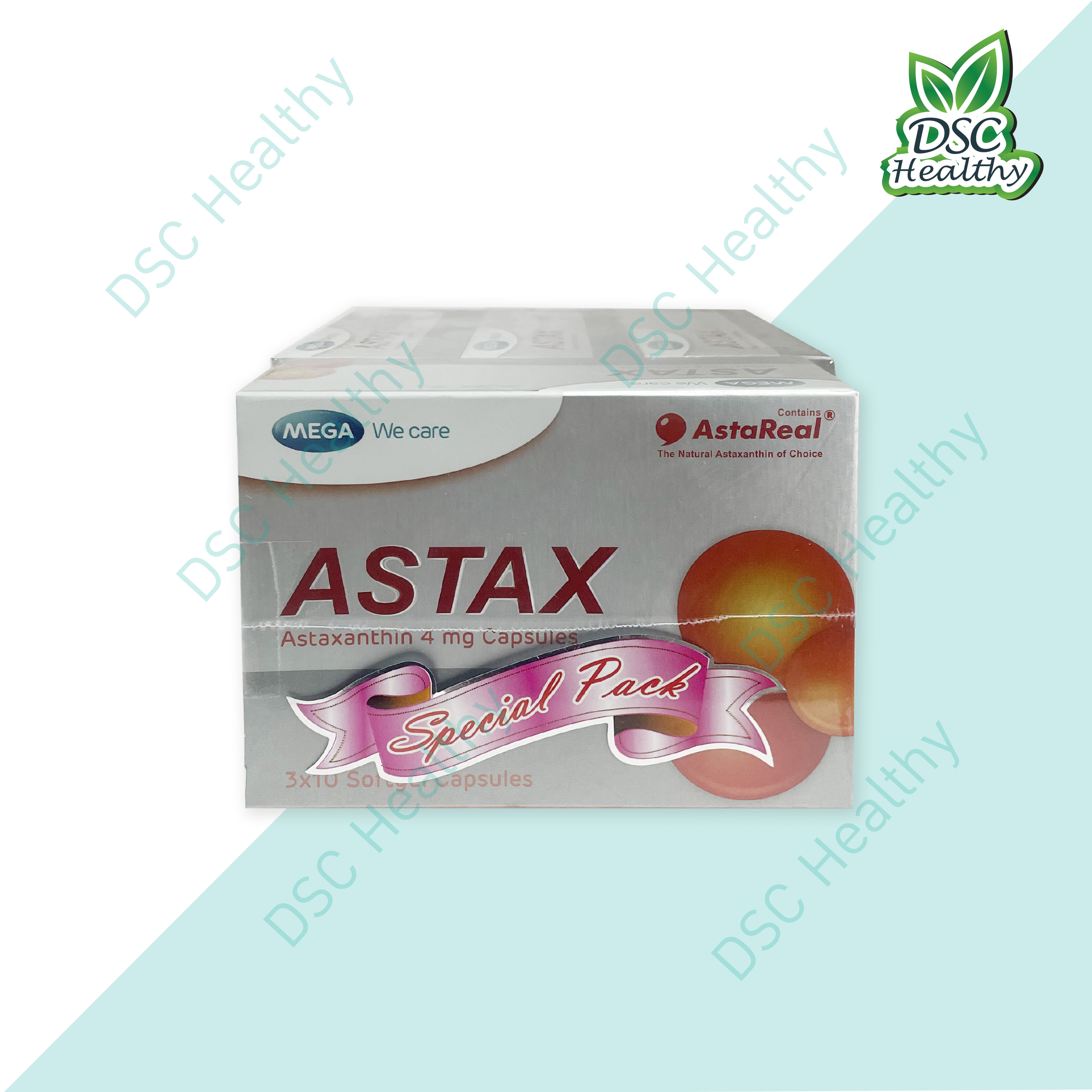 MEGA We care ASTAX Astaxanthin 4 mg 3x10 Softgel Capsules แพ็ค 4 กล่อง