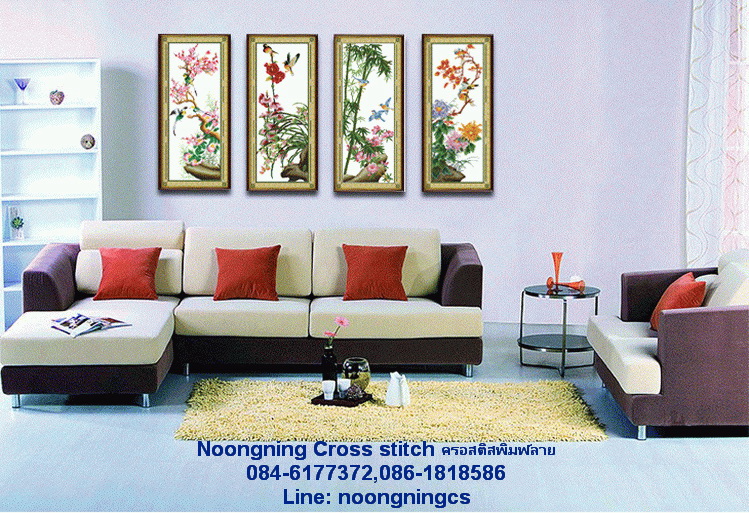 ปลาคราฟ ดอกบัว ชุดปักครอสติช พิมพ์ลาย ครอสติสจีน งานฝีมือ DIY