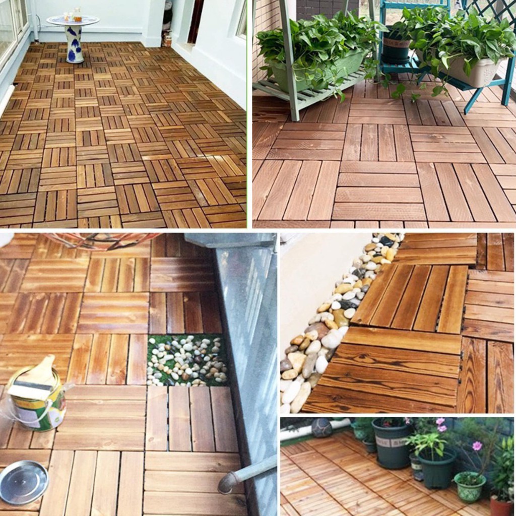 Gion-แผ่นไม้ตกแต่งสวน แผ่นปูพื้น ย้อมสีอะคริลิค ขนาด 30x30 ซม. No.2665 จำนวน 1 แผ่น