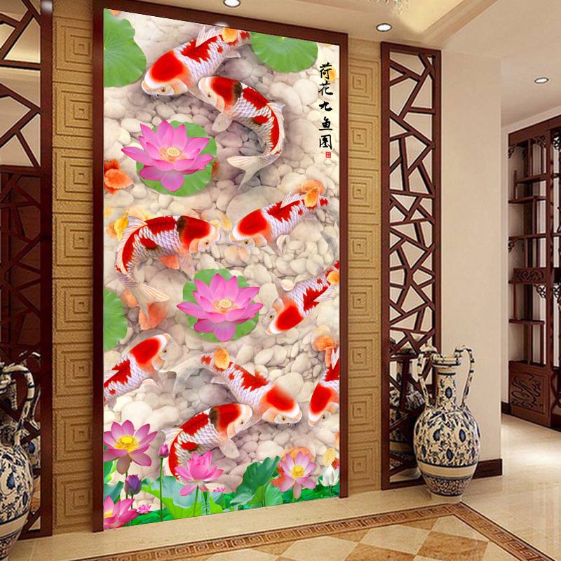 ปลาคราฟ ดอกบัว ครอสติสคริสตัล Diamond painting โมเสก ภาพติดเพชร งานฝีมือทำที่บ้าน DIY