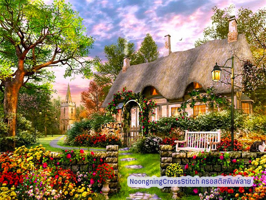 บ้านปราสาทอันสวยงาม ครอสติสคริสตัล Diamond painting โมเสก ภาพติดเพชร งานฝีมือทำที่บ้าน DIY