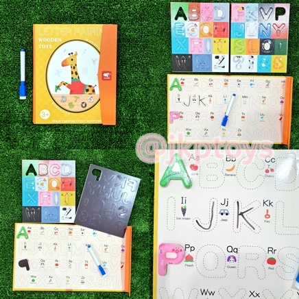 ของเล่นไม้เสริมพัฒนา หนังสือหัดเขียนเเละตัวเเม่เหล็ก เรียนรู้ ABC