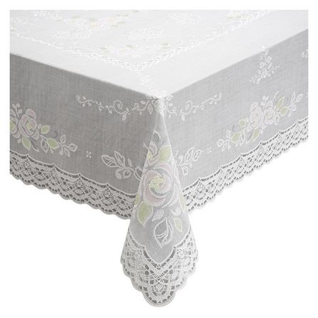 ผ้าปูโต๊ะกว้าง 130 ซม. ROMANCE สีขาว ทำความสะอาดง่าย