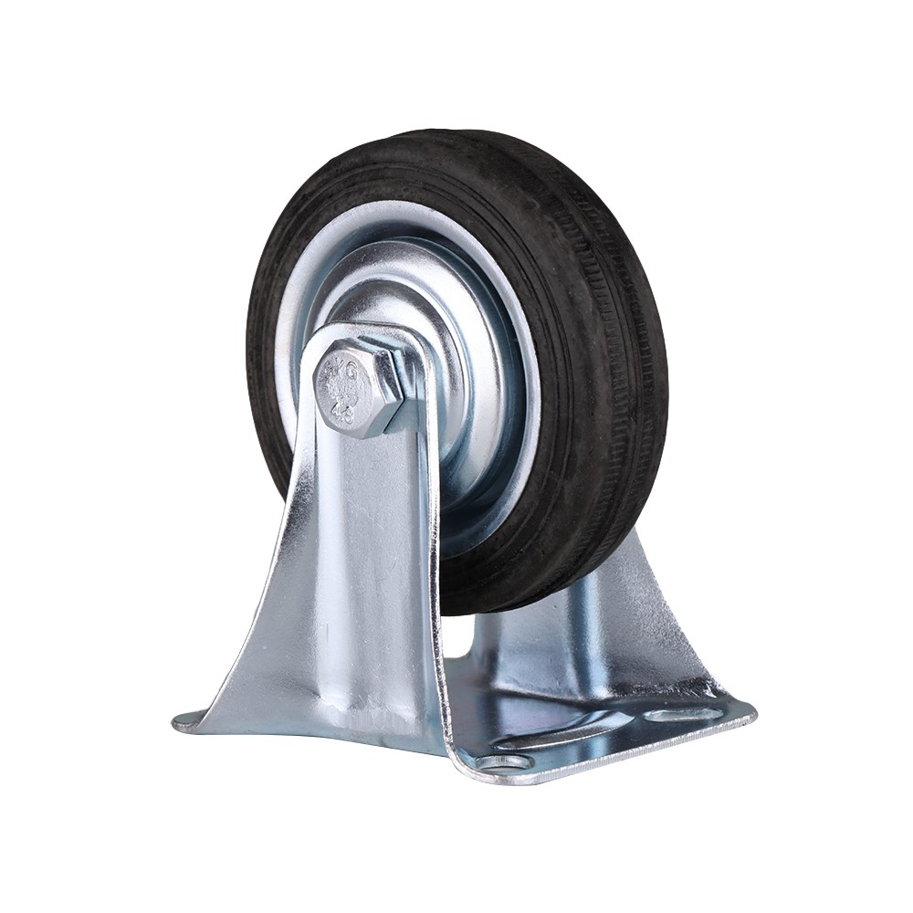 อะไหล่ เฟอร์นิเจอร์ ลูกล้อ RUBBER BLACK FITT แป้นตาย 3" 037075 RIGID CASTER WHEEL 3" FITT 037075 RUBBER BLACK