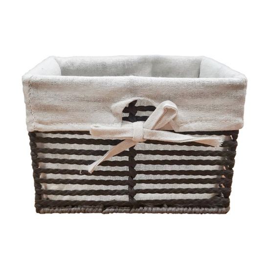 KASSA HOME ตะกร้าอเนกประสงค์ทรงเหลี่ยมพร้อมบุผ้า รุ่น BRAIDY HY19-042-S ขนาด 21 x 16 x 14 ซม. สีเทา