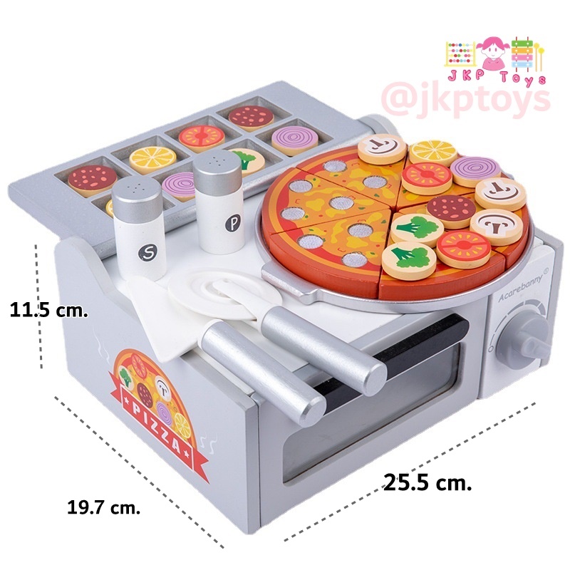 🍕🍕ของเล่นไม้เสริมพัฒนาการ เตาอบพิซซ่า เครื่องทำพิซซ่า หั่นพิซซ่า ตกแต่งหน้าพิซซ่า ของเล่นเด็ก ของเล่นไม้