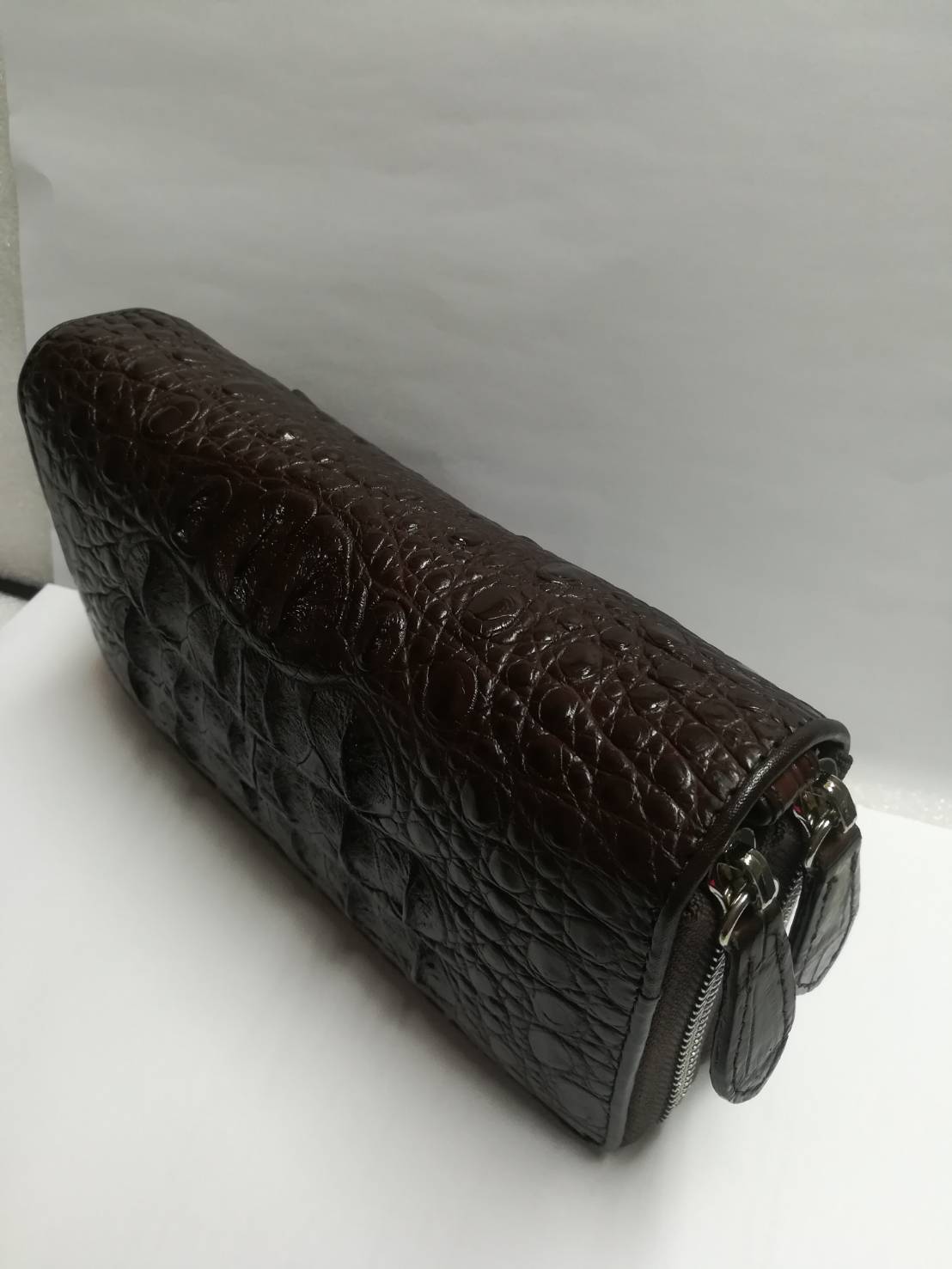 กระเป๋าหนังจระเข้แท้แบบซิปคู่(หนังกระดูกหัว)