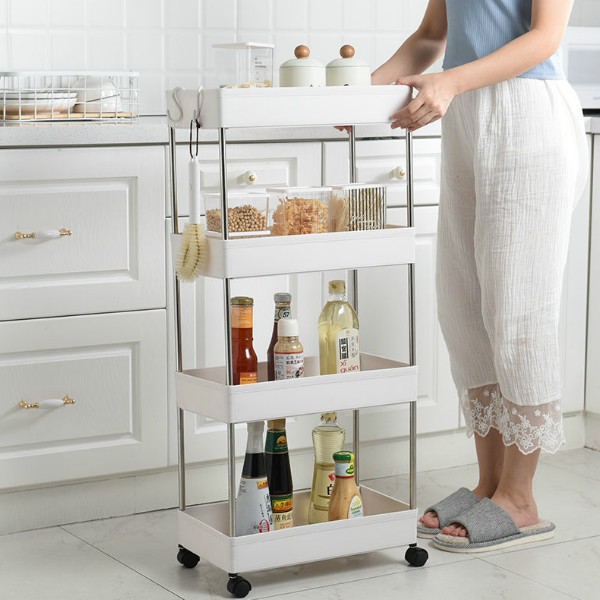 WOOKEE 🔥ถูกที่สุด! ชั้นวางของพลาสติก โครงสแตนเลส 2/3/4/5ชั้น มีล้อเลื่อน ชั้นวางของในครัว ห้องน้ำ พร้อมตะขอและล้อเลื่อน