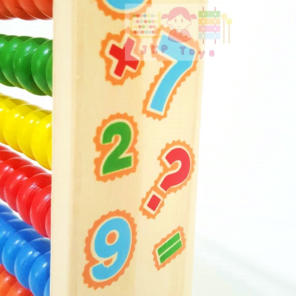 ของเล่นไม้เสริมพัฒนาการ ลูกคิด 10 แถว สอนนับเลข ขนาดเล็ก ใช้ตัั้งโต๊ะเล่นได้