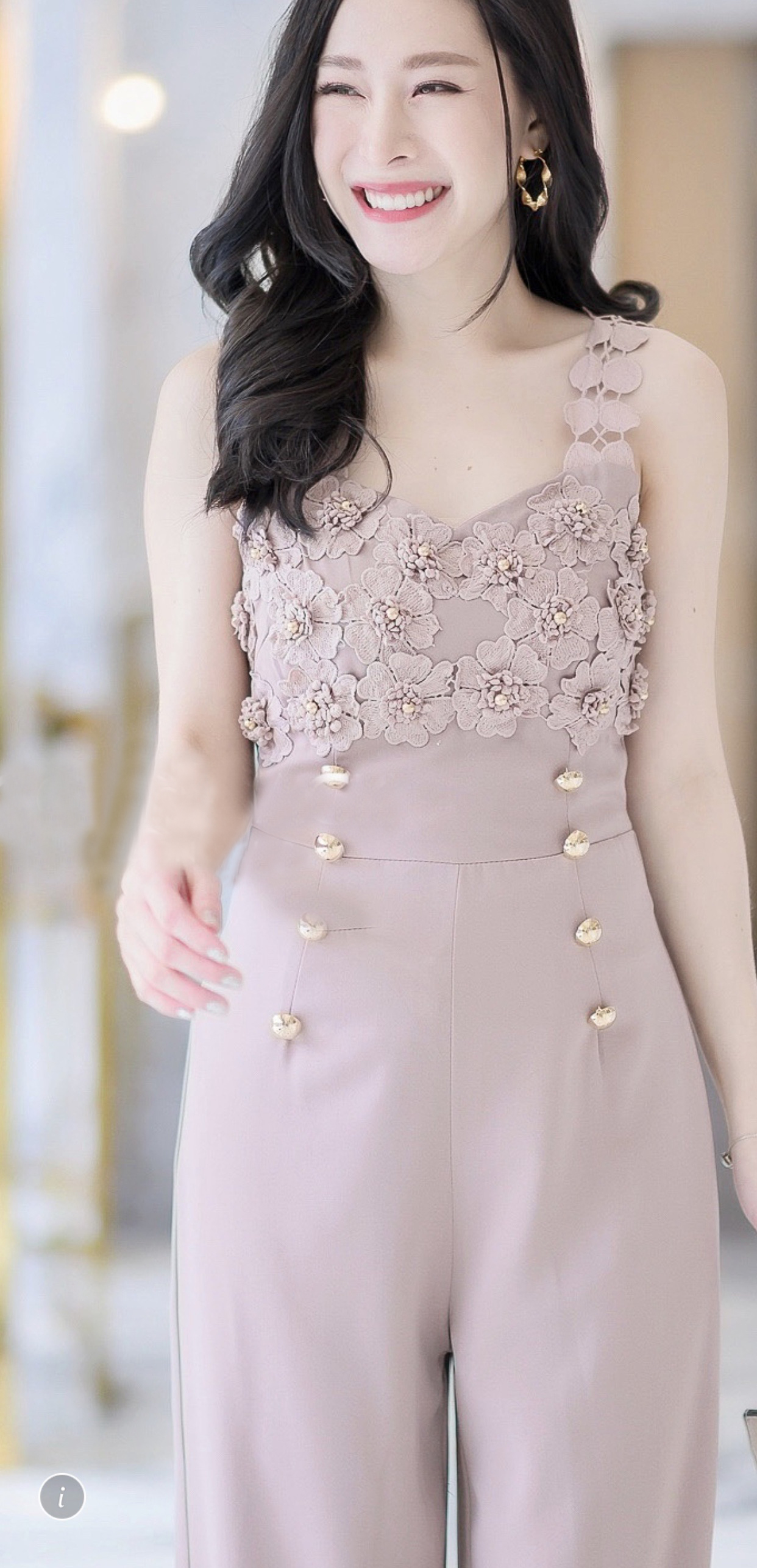 JS00104 จั๊มสูทแฟชั่น จั๊มสูทลูกไม้ ชุดไปเที่ยว ชุดออกงาน ชุดลูกไม้ ชุดไปงานแต่ง