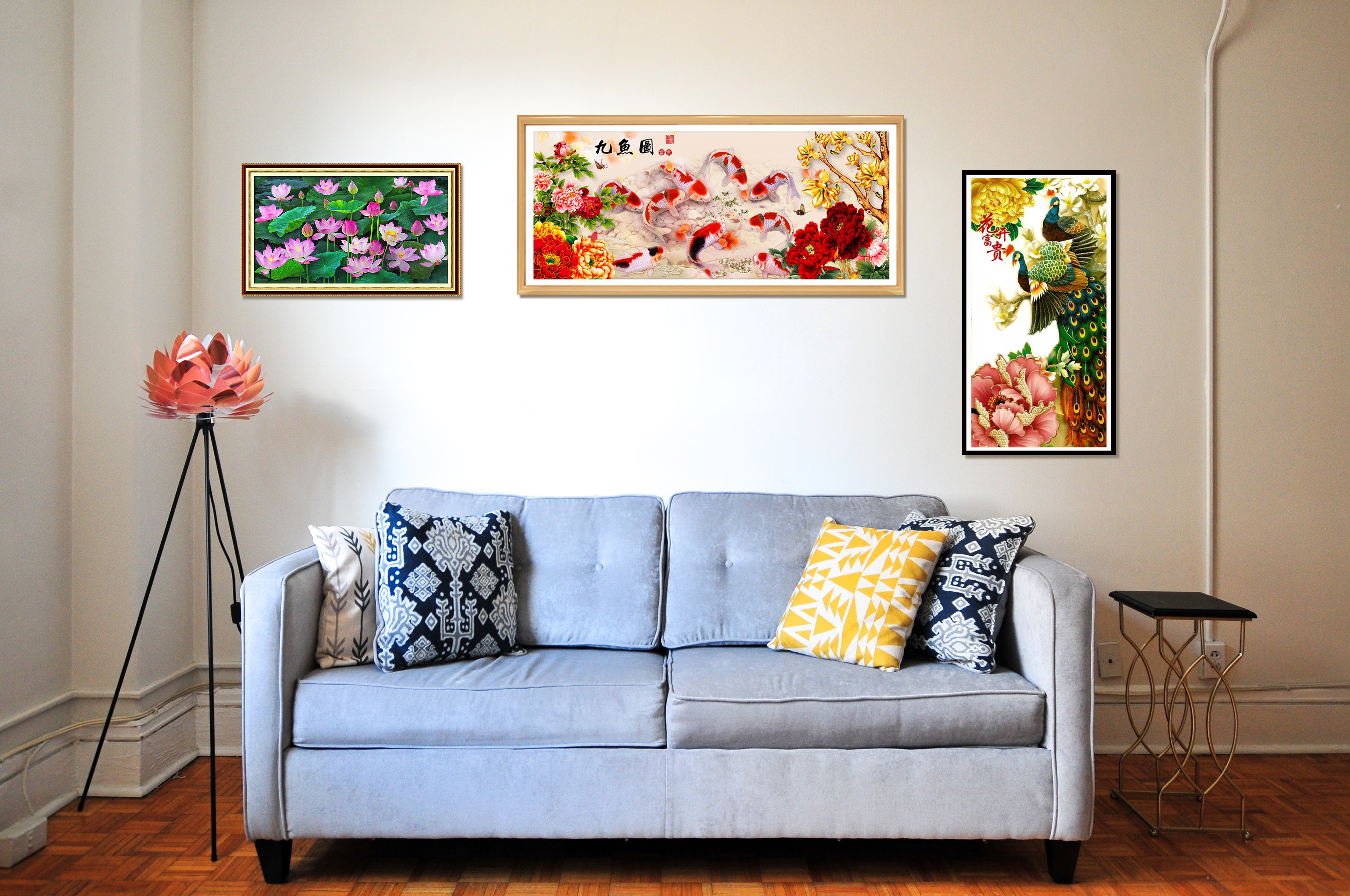 ปลากัดคู่ ครอสติสคริสตัล Diamond painting โมเสก ภาพติดเพชร งานฝีมือทำที่บ้าน DIY