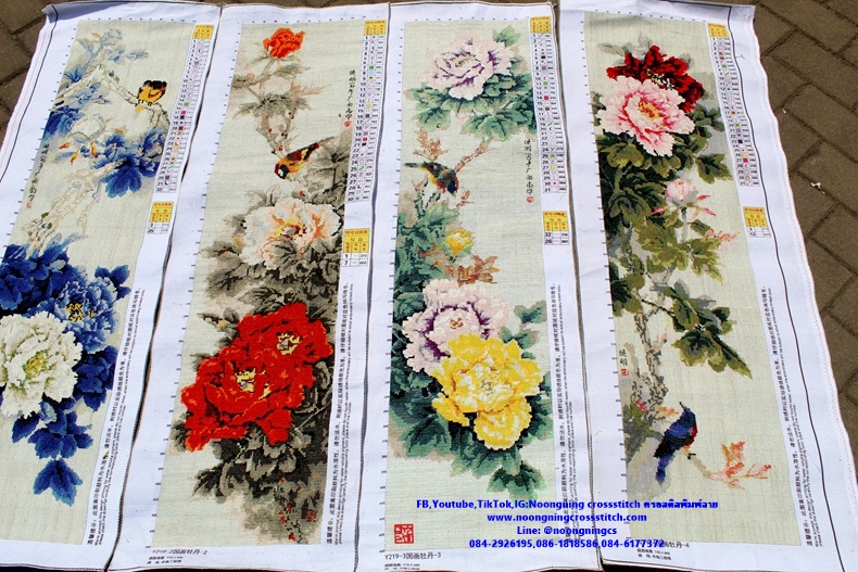 ทุ่งดอกทิวลิปขาว ชุดปักครอสติช พิมพ์ลาย ครอสติสจีน งานฝีมือ DIY