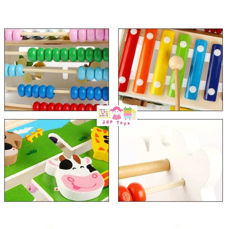 3 in 1 ของเล่นไม้ เสริมพัฒนาการระนาด รางเลื่อน รางลูกคิดลายวัวน้อย