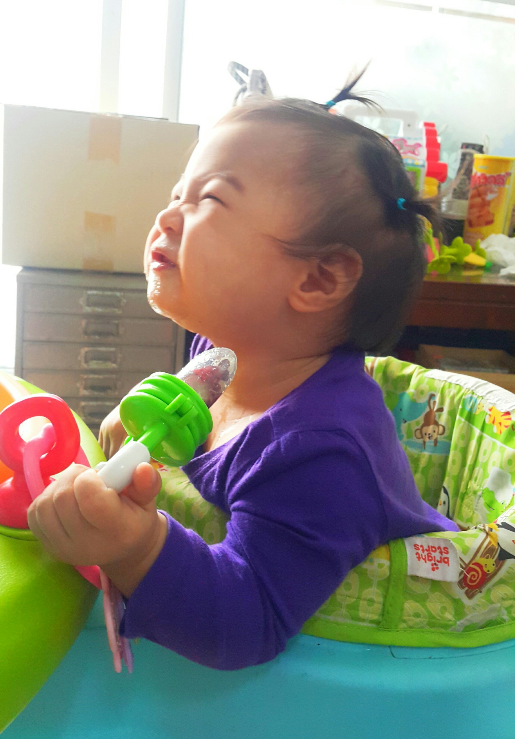 ที่ดูดผลไม้และอาหารเด็กสีเขียว