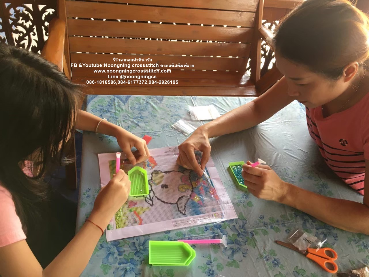 แมวน้อย VSเสือขาว ครอสติสคริสตัล Diamond painting โมเสก ภาพติดเพชร งานฝีมือทำที่บ้าน DIY