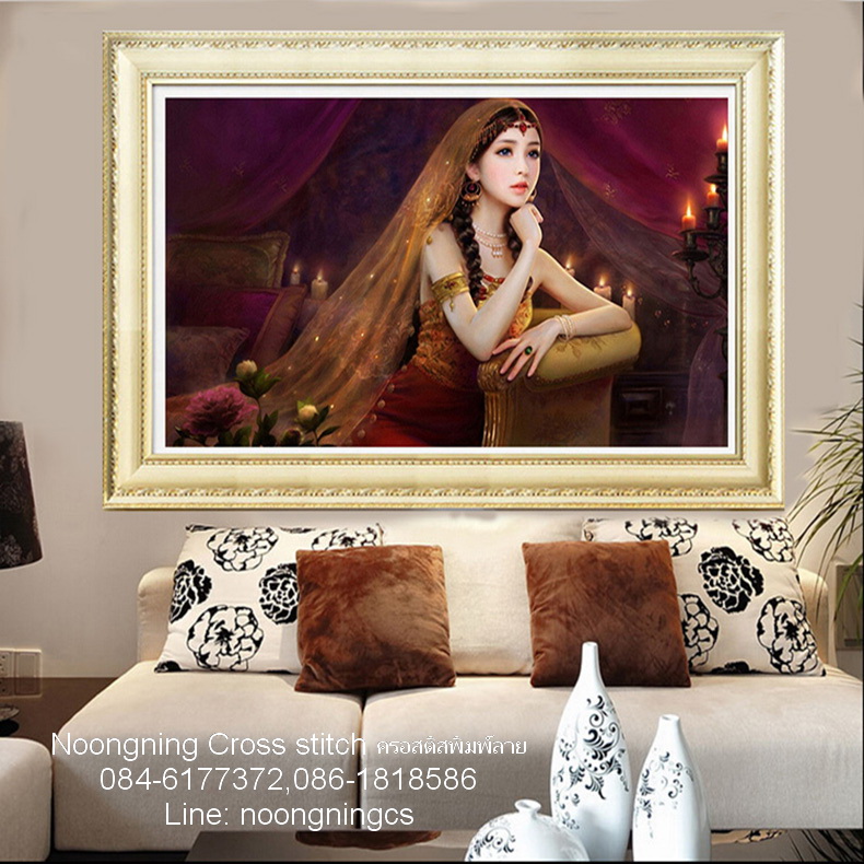 ดอกไม้ ชุดปักครอสติช พิมพ์ลาย ครอสติสจีน งานฝีมือ DIY