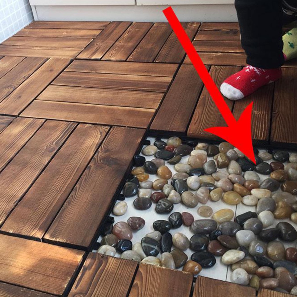 Gion-แผ่นไม้ตกแต่งสวน แผ่นปูพื้น ย้อมสีอะคริลิค ขนาด 30x30 ซม. No.2665 จำนวน 1 แผ่น