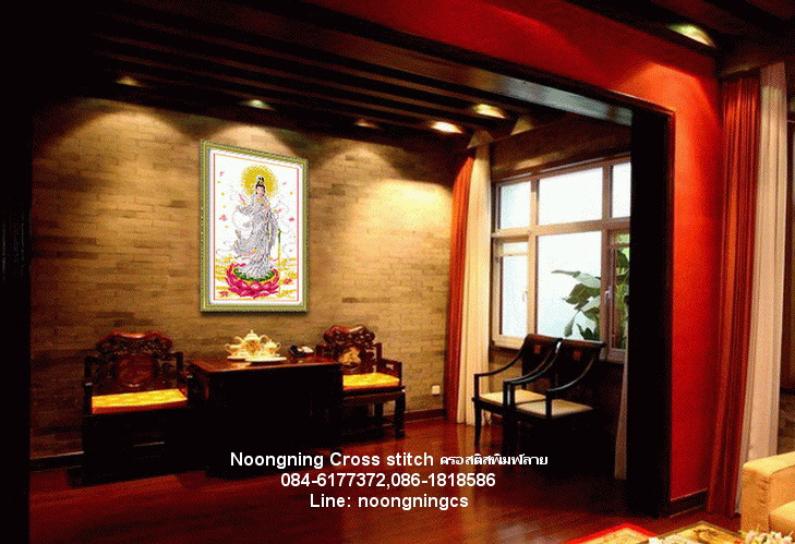 สำเภา+นกกระเรียน ชุดปักครอสติช พิมพ์ลาย ครอสติสจีน งานฝีมือ DIY