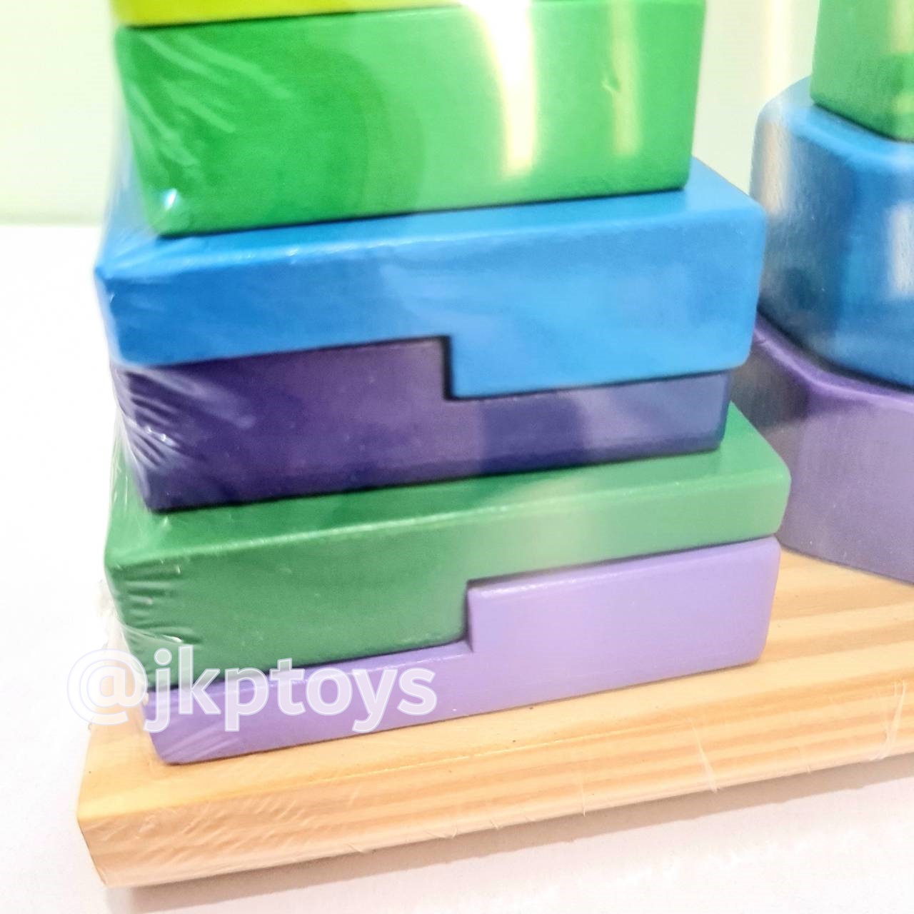 ของเล่นเสริมพัฒนาการ ของเล่น ของเล่นไม้ บล็อคไม้สวมหลัก 3 เเถวขนาดใหญ่