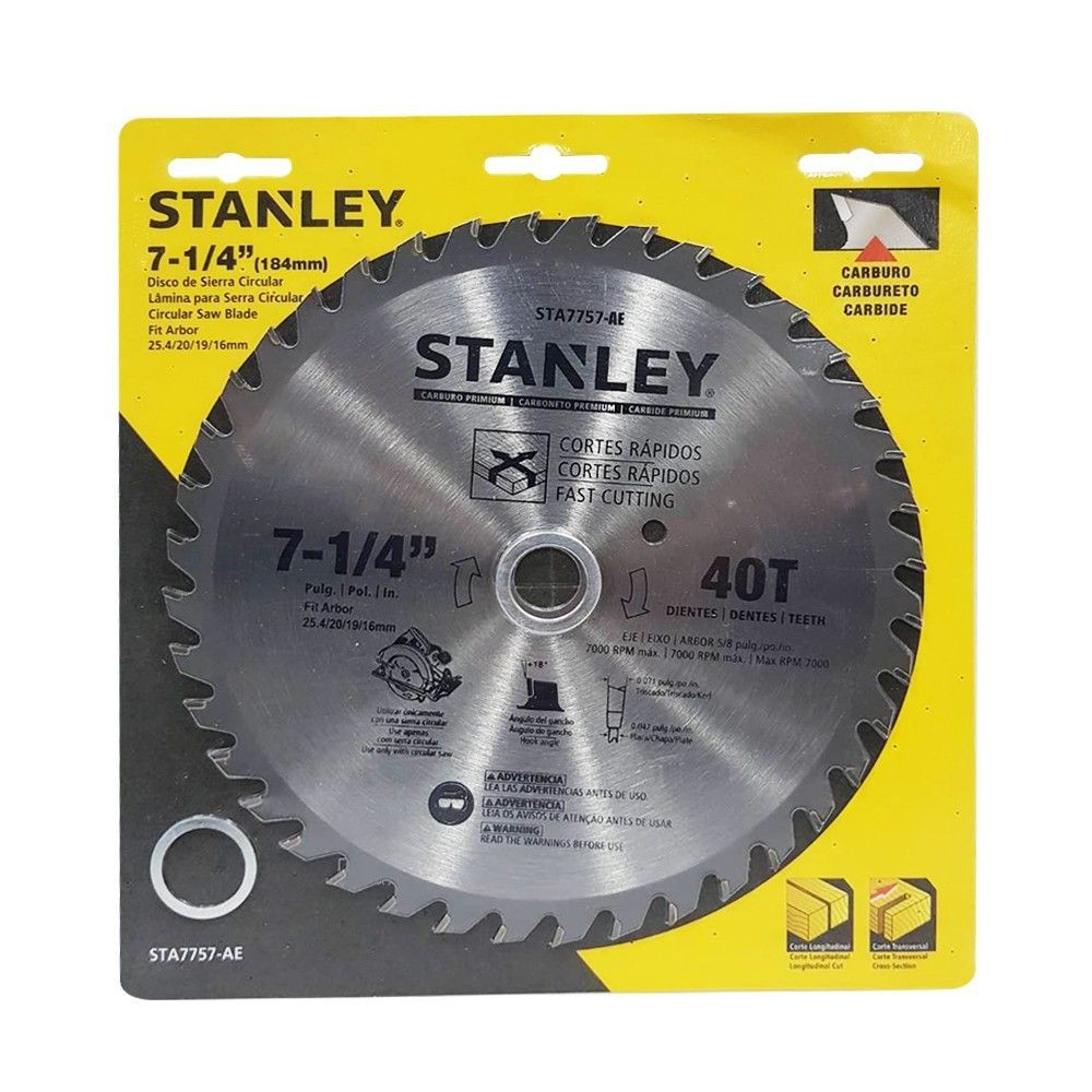 ใบเลื่อยวงเดือน STANLEY STA7757 7 นิ้ว 40 ซี่ เครื่องมือเลื่อยและอุปกรณ์ CIRCULAR SAW BLADE STANLEY STA7757 7" 40T