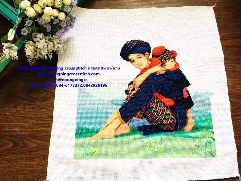 วิวบ้านริมน้ำ ชุดปักครอสติช พิมพ์ลาย ครอสติสจีน งานฝีมือ DIY