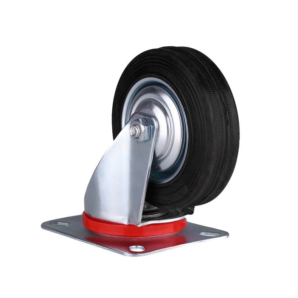 อะไหล่ เฟอร์นิเจอร์ ลูกล้อ RUBBER BLACK FITT แป้นหมุน 4" 036100 SWIVEL CASTER WHEEL 4" FITT 036100 RUBBER BLACK