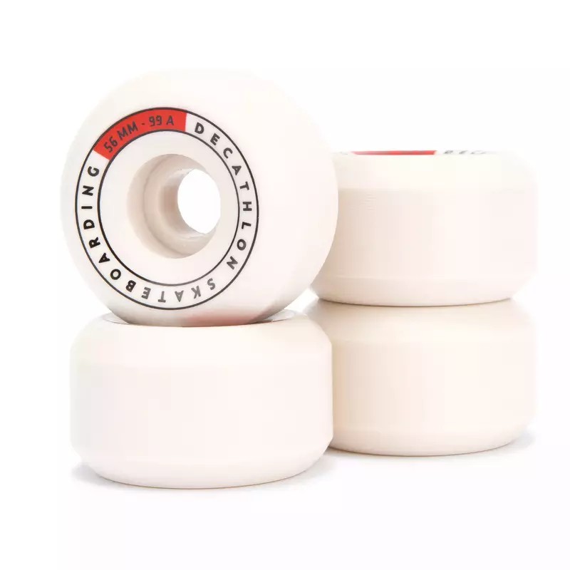 OXELO ล้อสเก็ตบอร์ดทรงกรวย 99A ขนาด 52 มม. แพ็ค 4 ล้อ (สีขาวงาช้าง)