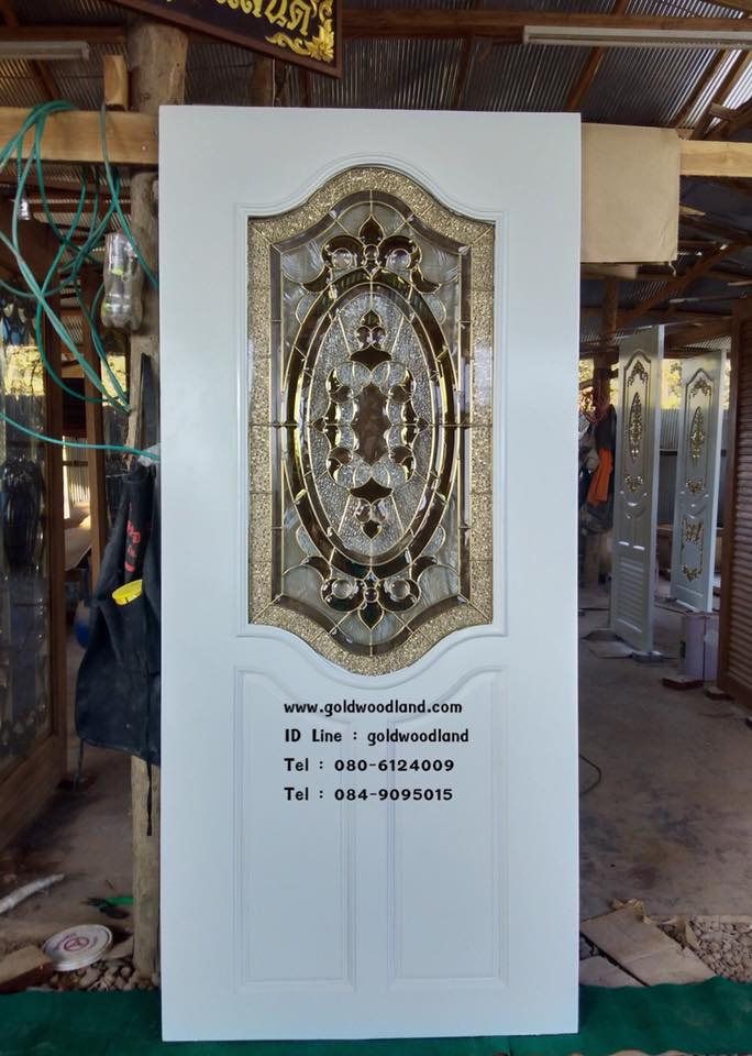 ประตูไม้สักกระจกนิรภัย GBBB - 72