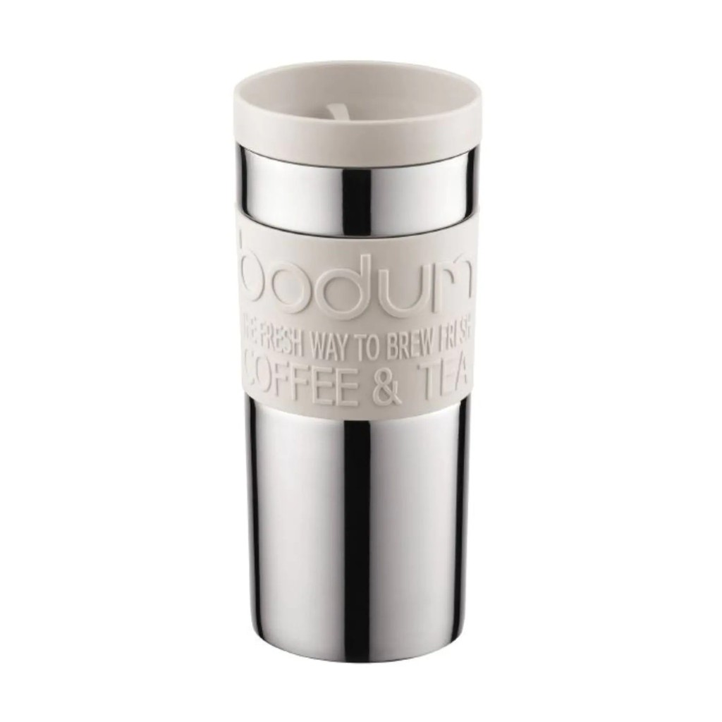 BODUM กระบอกน้ำสแตนเลสแบบพกพา ฝาแบน ขนาด 12 ออนซ์ สีขาว