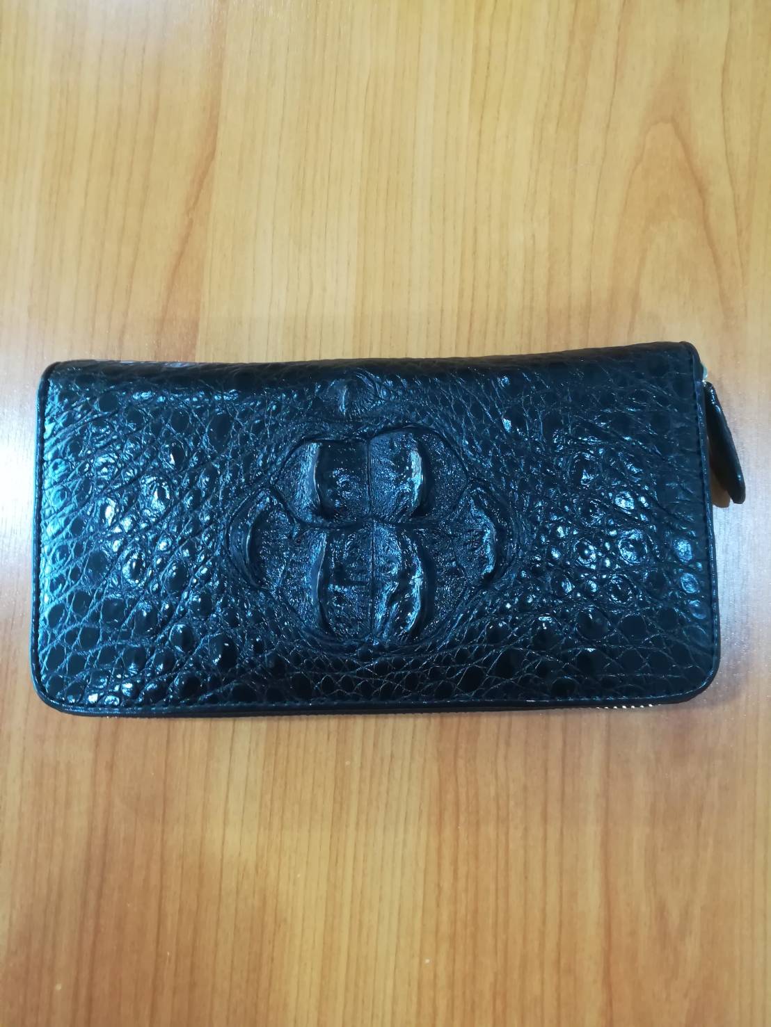 กระเป๋าหนังจระเข้แท้แบบซิปเดี่ยว(หนังกระดูกหัว)