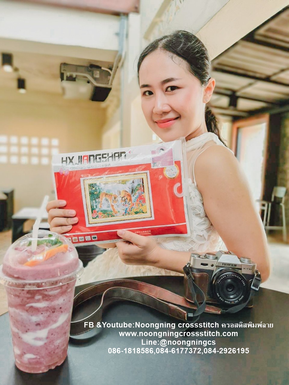 ดอกไม้ ชุดปักครอสติส พิมพ์ลาย ครอสติสจีน งานฝีมือทำที่บ้าน DIY