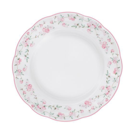 QUALITIER จาน ลาย La Vie en Rose รุ่น IP2702 ขนาด 8 นิ้ว สีขาว - ชมพู เหมาะสำหรับใช้งานทั้งในบ้านและร้านอาหาร