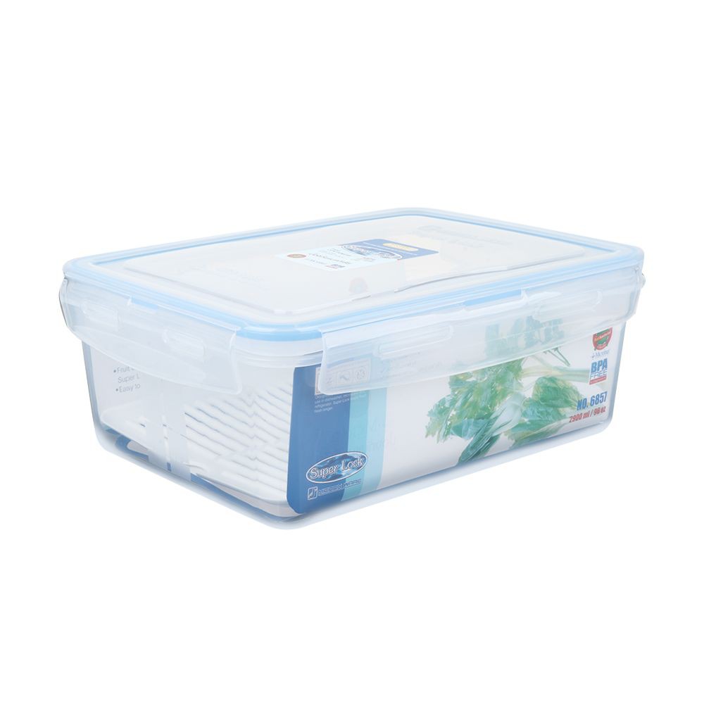 กล่องอาหารเหลี่ยม 2.9 ลิตร SUPER ลิตรOCK 6857 FOOD CONTAINER SUPER LOCK 6857 2.9L RECTANGLE