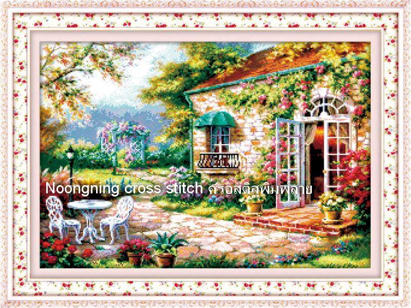 ทิวทัศน์ ชุดปักครอสติส พิมพ์ลาย ครอสติสจีน งานฝีมือทำที่บ้าน DIY