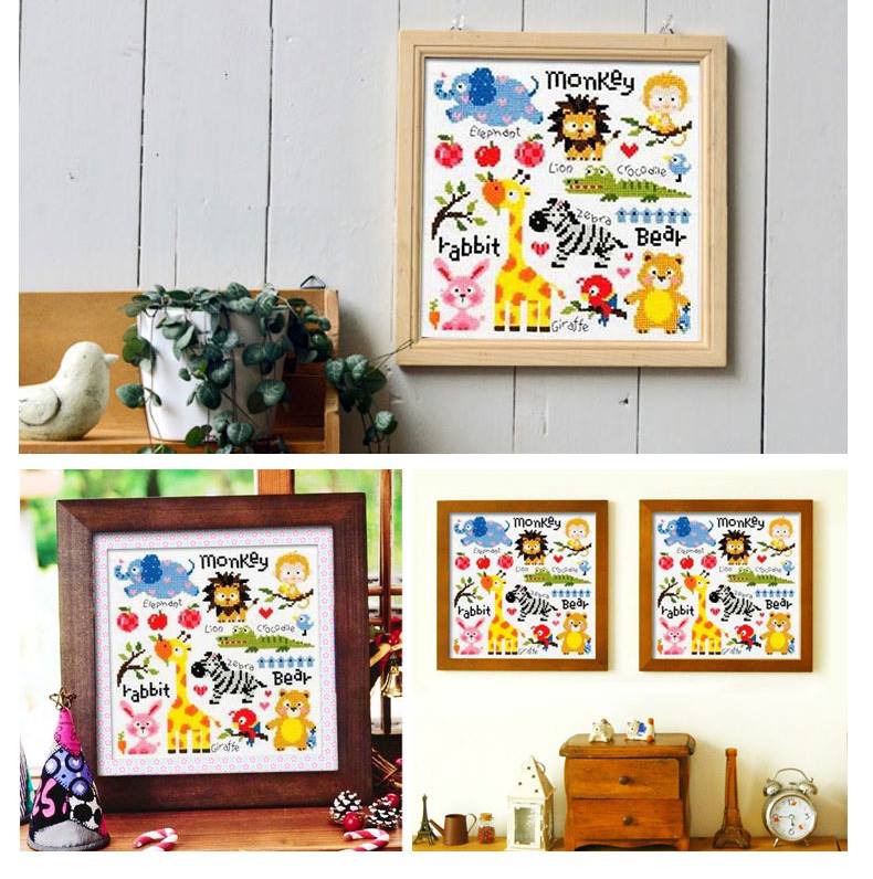 กานร์ตูน ชุดปักครอสติส พิมพ์ลาย ครอสติสจีน งานฝีมือทำที่บ้าน DIY