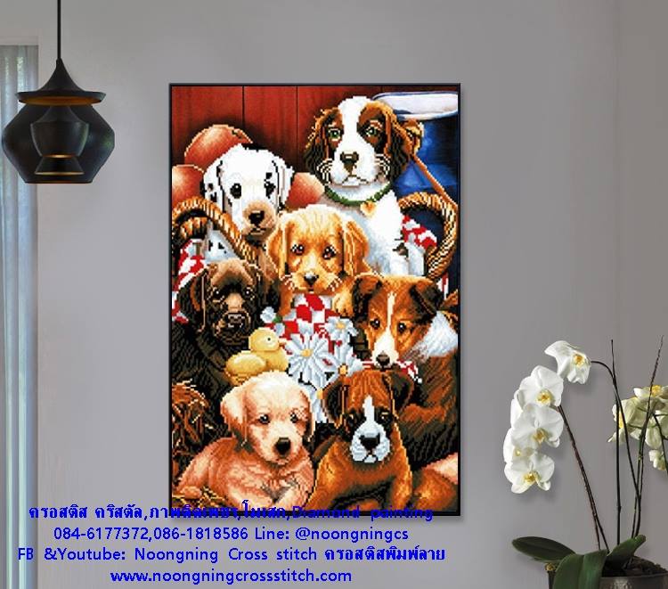 ฝูงสุนัข ครอสติสคริสตัล Diamond painting โมเสก ภาพติดเพชร งานฝีมือทำที่บ้าน DIY