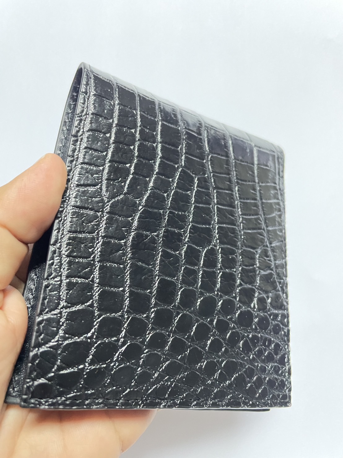 กระเป๋าหนังจระเข้แท้(หนังท้อง) สีดำ