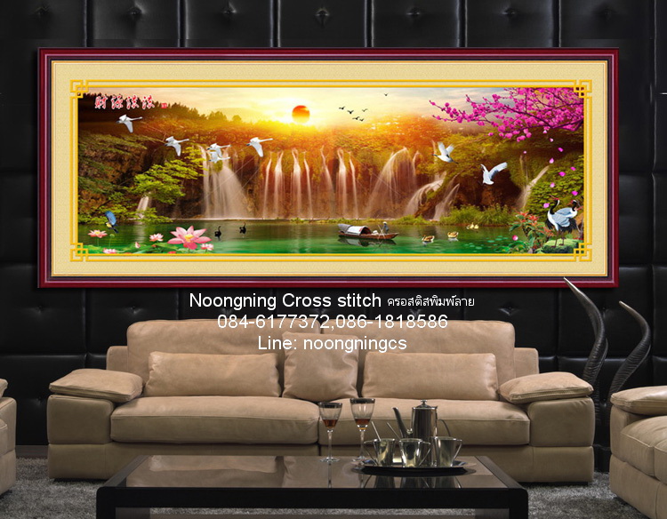 ผู้หญิงดอกไม้สีม่วง ชุดปักครอสติช พิมพ์ลาย ครอสติสจีน งานฝีมือ DIY