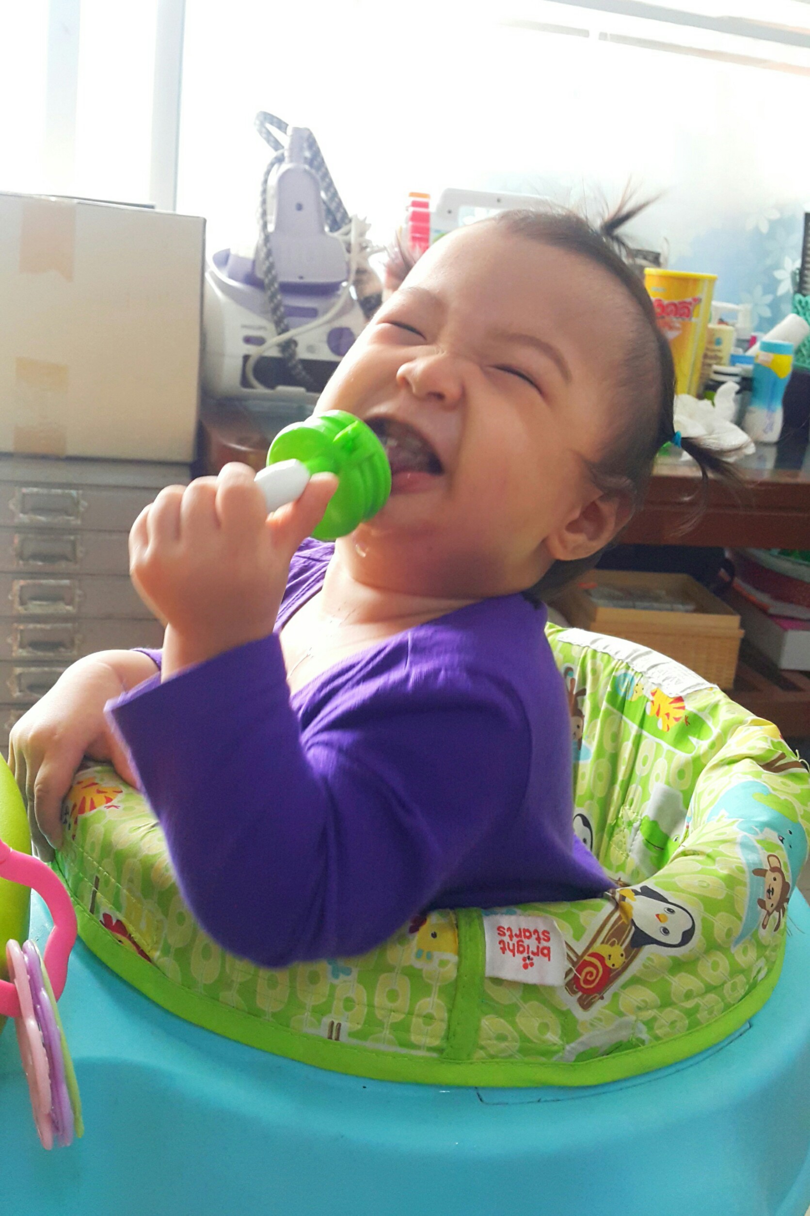 ที่ดูดผลไม้และอาหารเด็กสีเขียว