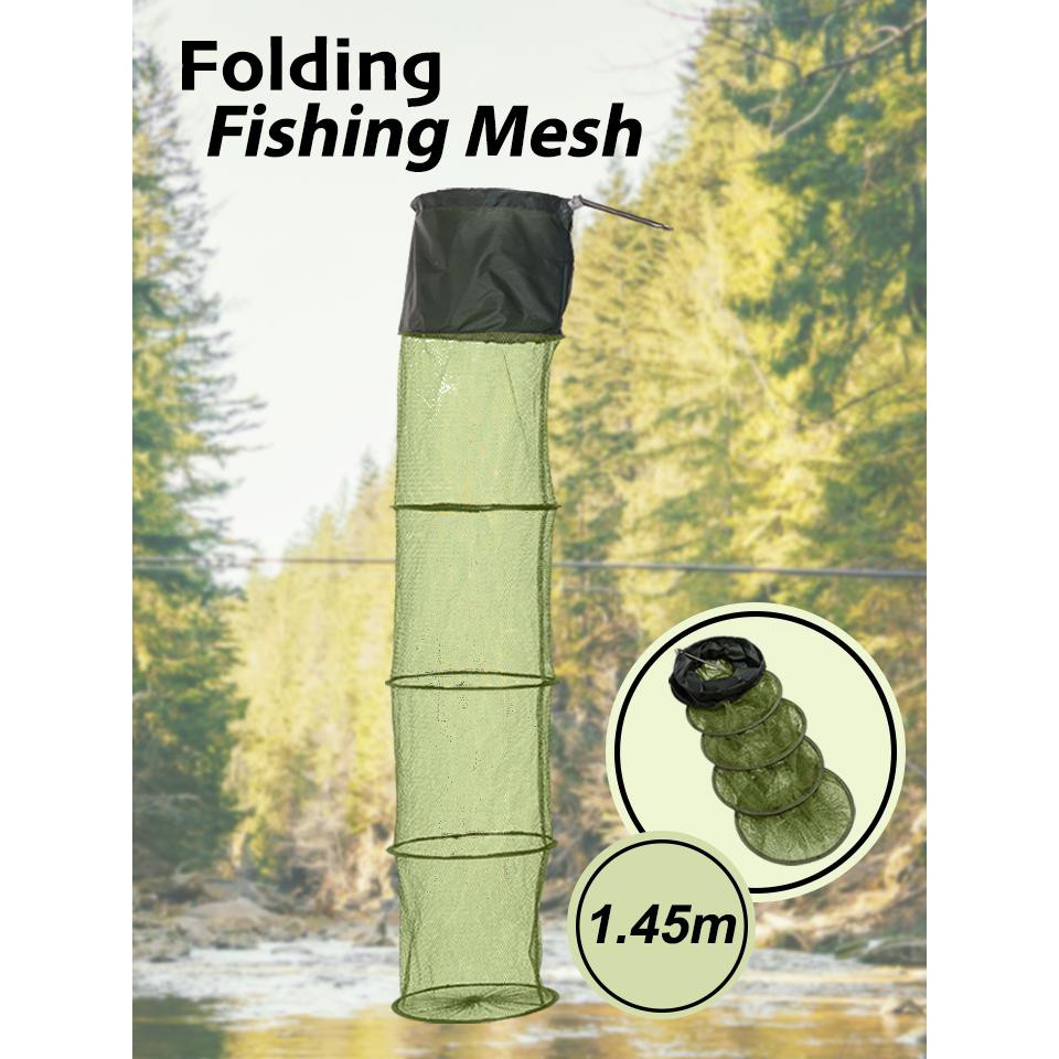 !!สินค้าขายดี!! กระชังดักปลา 1.45 เมตร ตาข่ายใส่ปลา 5 ชั้น พับเก็บได้ Folding Fishing Mesh