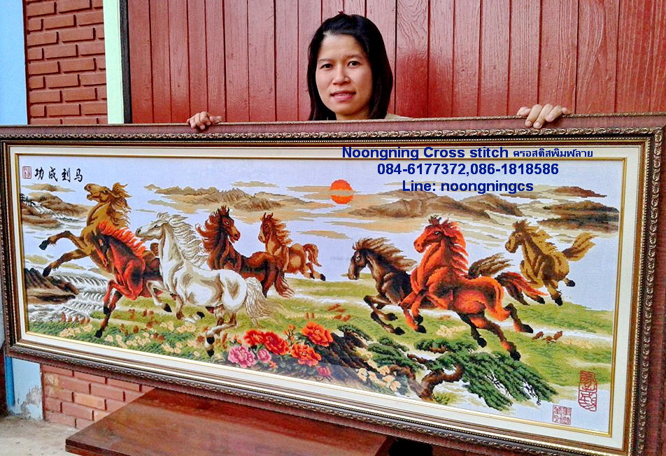 ปลาคู่ ดอกบัว ชุดปักครอสติส พิมพ์ลาย ครอสติสจีน งานฝีมือทำที่บ้าน DIY