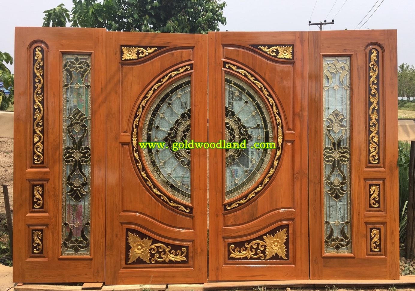 ประตูไม้สักกระจกนิรภัยบานเลื่อน GBBB - 14 (คลิกรายละเอียดที่รูป)