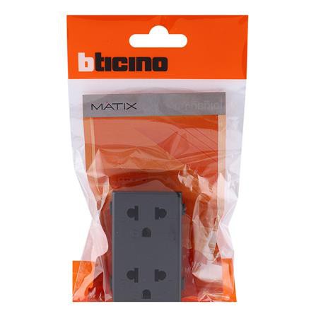 เต้ารับคู่ 3 ขากลมแบน B-TICINO SAG5025DWT ผลิตจากทองเหลืองอย่างดีไม่บิดงอง่าย